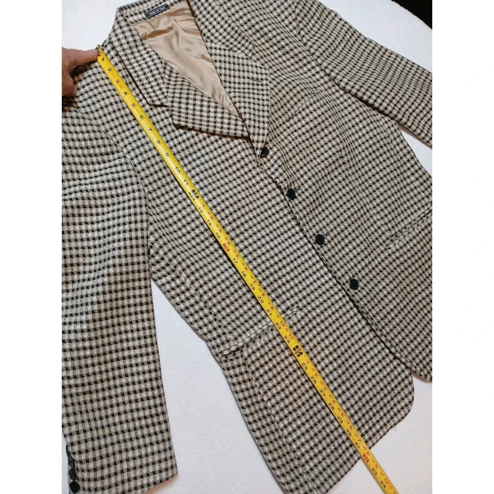 Zanetti Italy Men Super 100s Merino Wool Houndstooth Sport Coat Blazer Size 52R